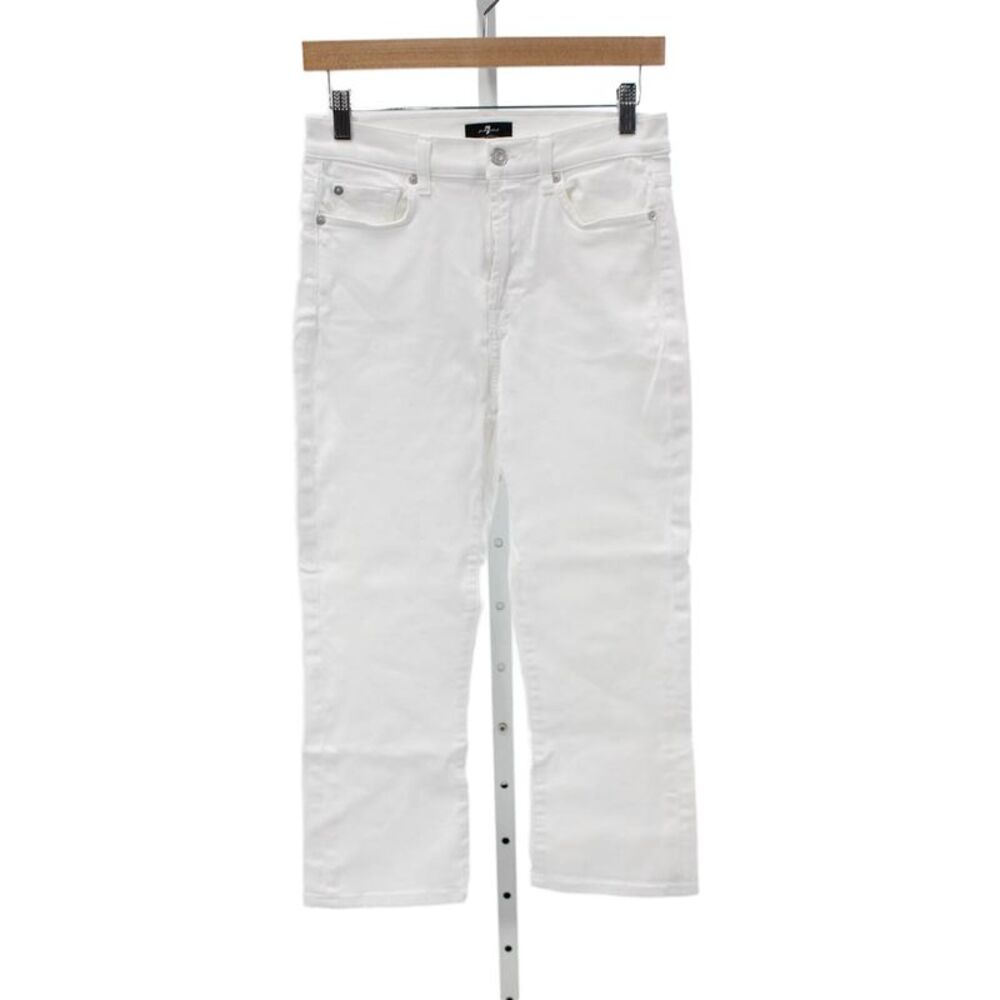7 For All Mankind Women Straight White Jeans High Rise Cotton Size 29